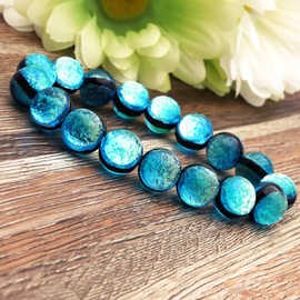 Gold Stone Luminous Hateruma Blue Firefly Glass Bracelet 0.4 inch (10 mm) Okinawa Hateruma Island Inner Diameter Approx. 8.3 inches (21 cm)