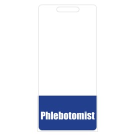 Phlebotomist Badge Buddy (Blue) - Vertical Heavy Duty Badge Tags for Phlebotomy Technician - Double Sided Badge Identification Card