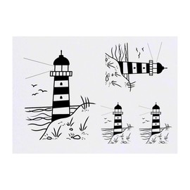 Azeeda 4 x 'Küsten-Leuchtturm-Szene' Temporäre Tattoos - Wasserfest, Hautfreundlich & Ungiftig · Transfers in Verschiedenen Größen (TO00082826)