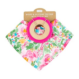 Mud Pie Baby Girl Floral Bib & Teether Set