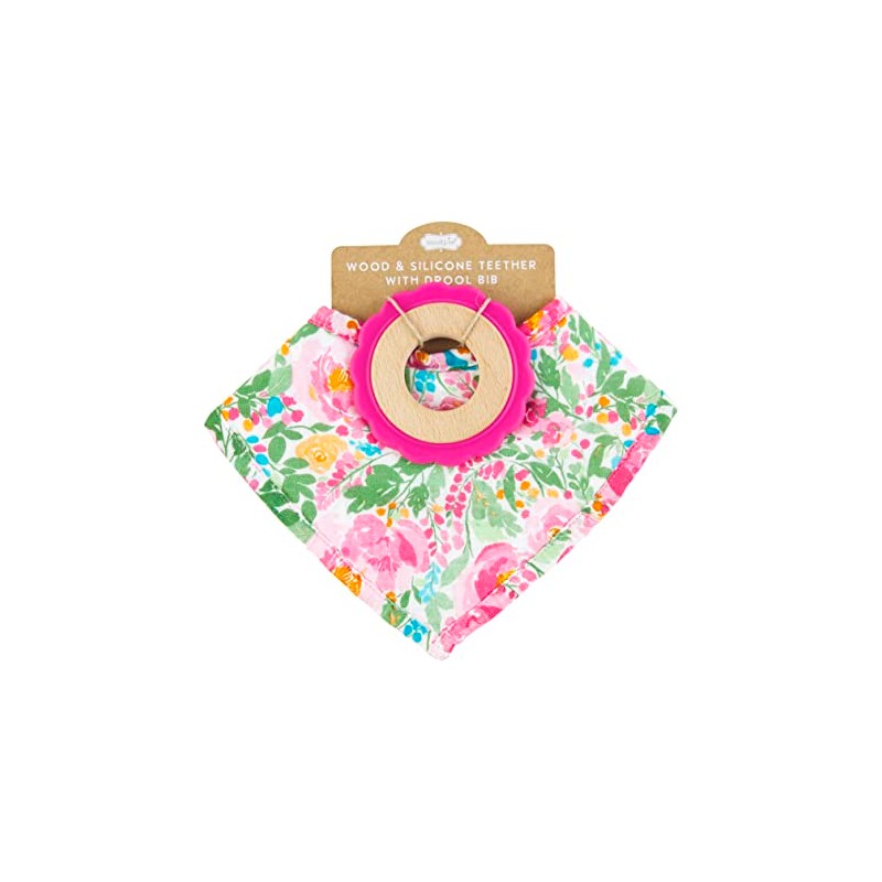 Mud Pie Baby Girl Floral Bib & Teether Set
