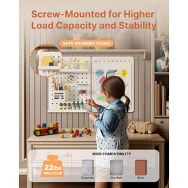 PEGZONE Pegboard Wall Organizer Combination Kit, Overall 25.4"x16.6" Metal Office Pegboard with 13 Accessories, Wall Mounted Peg Board Display Panels for Home, Gaming Room, Garage (2Pcs,White)