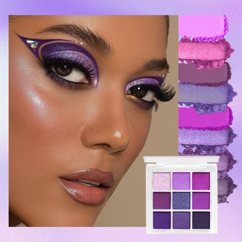 Purple Eyeshadow Palette, Pink Make-Up Palettes Shimmer Eye Shadow, Highly