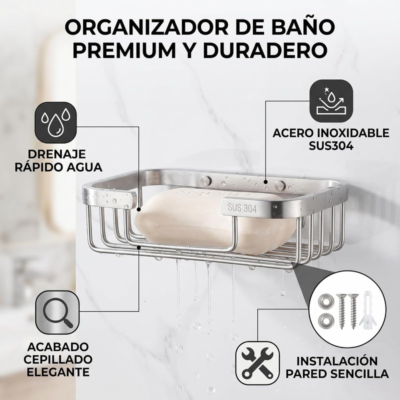 Jabonera de Acero Inoxidable para Baño con Drenaje Rápido Cocoarmd6mxhw5bft