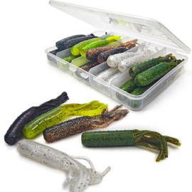 VMSIXVM 20Pcs Tube Baits Soft Plastic Worms Bass Fishing Lures for Tube Jig Heads Hook Freshwater Saltwater, 3.5 Inch