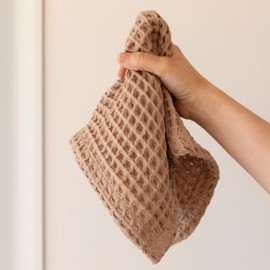 Viva Maison Viva Maison Premium Quality Waffle Washcloths Set of 8 - Turkish Cotton Face Washcloth, Soft Makeup Towel, Shower Cloth, Kitchen Towel (Brown, Set of 8 Washcloths)