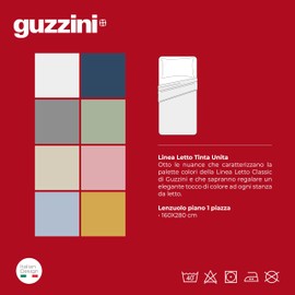 Guzzini Classic - Flat Sheet for Single Bed, Cotton, 160 x 280 cm, 100% Percale, OekoTex Certified, Fresh and Breathable, Single Sheet for Soft and Durable Bed Linen