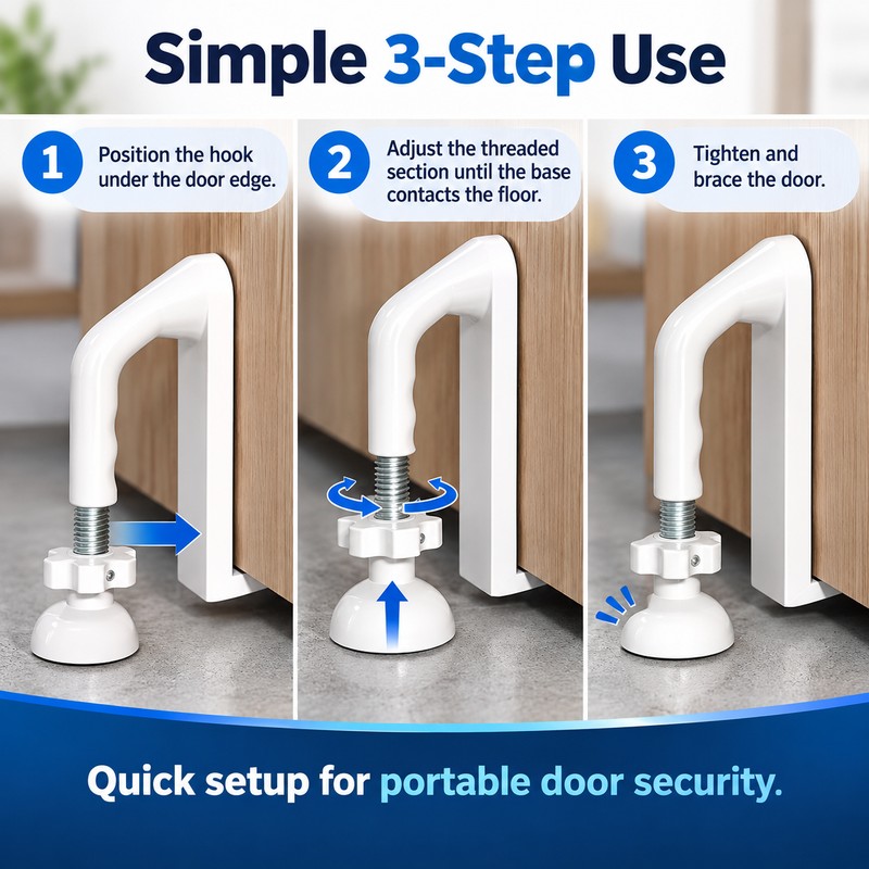 Portable Door Stopper for Travel and Home – No-Drill Metal