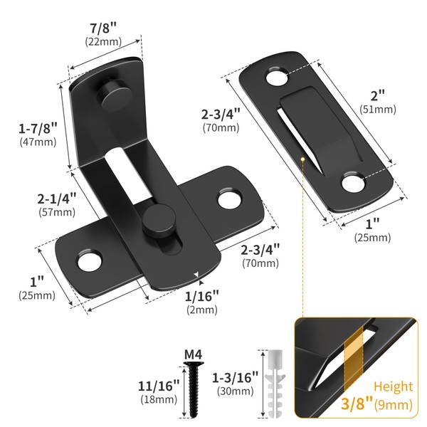 SANKEYTEW SANKEYTEW 2 Pack 90 Degree Flip Barn Door Lock,
