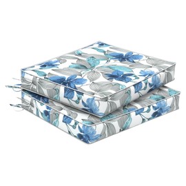 Melody Elephant Set of 2 Outdoor Chair Cushions 24 x 24 x 4, Water Repellent Patio Seat Cushion with Removable Cover, All Weather Thick Chair Cushion for Wicker、Sofa、Outdoor Furniture,Iris Blue