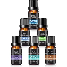 Aceites esenciales 100% naturales 6 piezas – Lavanda, Naranja, Eucalipto, Árbol de té, Limón y Menta