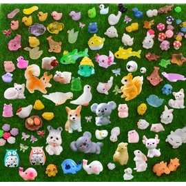 U-Zimikee 150 Pcs Mini Resin Animals Miniature Animals Figurines Tiny Resin animals Small Animals Figures Mini Animals for Garden Décor Micro Landscape Ornaments Kit Fairy Garden Dollhouse Accessories
