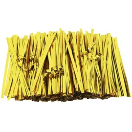 Mini Skater 6 Inches 800 Pieces Metallic Plastic Twist Ties Bag Ties for Cellophane Party Bag (800, Gold)