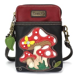 Chala Mushroom Faux Leather Cellphone Crossbody Bag with Two Straps