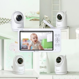 bonoch Add-on Baby Camera Unit for BBM03/ BBM05/07/09, 720p HD Video Baby Monitor Camera No WiFi, Security Split-Screen, Auto Night Vision, 4X Zoom, 2-Way Audio, Temperature Sensor, 8 Lullabies