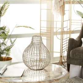 CosmoLiving by Cosmopolitan Metal Geometric Decorative Vase Wire Centerpiece Vase, Vase for Home Decoration 13" x 13" x 14", Silver