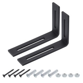 sourcing map 2Pcs Adjustable L-Shape Corner Brace, 100 x 150 x 30mm l Corner Brace Slotted Joint Right Angle Bracket with Screws for Fixing Furniture Wood Shelves Cabinet Shelf, Black