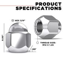 White Knight M12x1.25 Factory Style Lug Nuts for Select Subaru Ascent, BRZ, Crosstrek, Forester, Impreza, Legacy, Outback, WRX. Chrome Dome Top Acorn – WN07606-20AM (20 Pack)