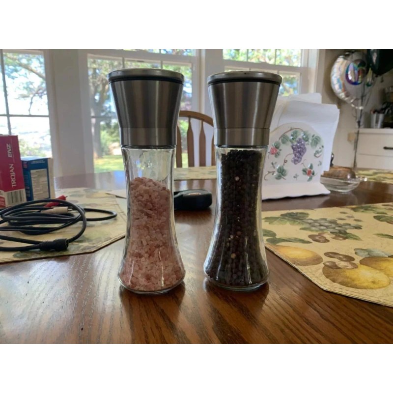 Juego De Molinos Sal Y Pimienta Cristal Molinillos Y Embudo