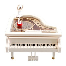 Firelong Piano Music Box Mechanical Classical Musical Box Castle in The Sky Ballerina Ballet Girl Dancing on White Piano Wind-up Clockwork Toy