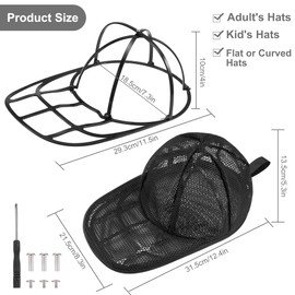 MAGTSMEI Hat Washers, Baseball Caps Hat Cleaner for Washing Machine,Hat Rack Hat Organizer for Dishwasher, Foldable Washing Hat Cage Protector Holder for Adult and Kid's Caps 2Colors Black & White