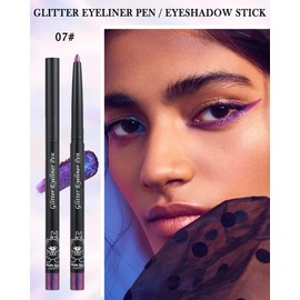 Glitter Colored Eyeliner Gel Pencil,Chameleon Metallic Shimmer Purple Gel Eyeliner Pen,Longlasting Waterproof Eye Liner Eyeshadow Cream Stick for Women Eye Makeup,delineador de ojos contra el agua-07#