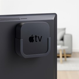 Wall Mount for Apple TV 4K (All Models) - Gluing or Screwing Possible - Includes Accessories for Gluing or Screws - Space Saving & Robust - Made in Germany - Apple TV Wall Mount Black