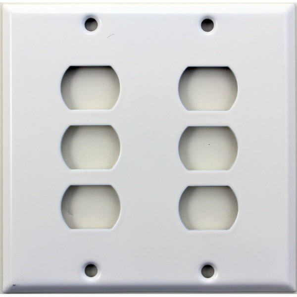 Smooth White Two Gang Switch Plate - Six Despard Openings
