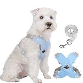 FEimaX Dog Harness Pet X Frame No Pull Step-in Harnesses with Leash Set, Adjustable Reflective Choke Free Puppy with Padded Vest for Small, Medium Dogs and Cats Walking Training