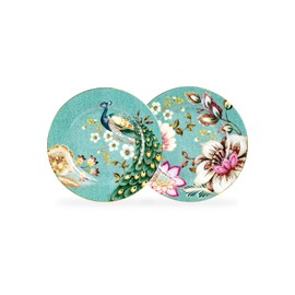 Gracie China Shop Grace Teaware Peacock Lotus Garden Fine Porcelain 7.5-inch Dessert Salad Plate Set of 2, Two Assorted Design Plates (Green)