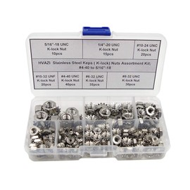 HVAZI Stainless Steel Keps (K-Lock) Nuts Assortment Kit;#4-40 to 5/16"-18