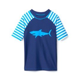 Hatley Boys' Short Sleeve Rashguard, Shark Stripes