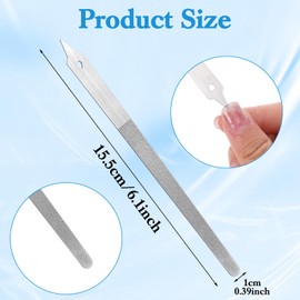 Kifmurase 4 Pcs Diamond Deb Nail Files with Sharp Pointed Tip, Double Sided Metal Nails File for Natural Nails, Stainless Steel Nail Dresser Buffering Files Tools for Salon Home Manicure Pedicure