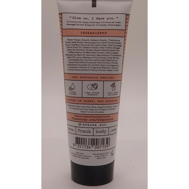 Frank Body Caffeinated Glow Mask. Full size, 2.71 fl oz