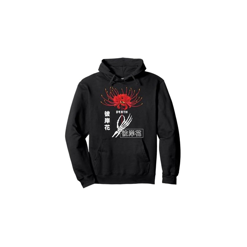 Spider Lily Soft Grunge Anime Streetwear Japanese Flower Pullover Hoodie,