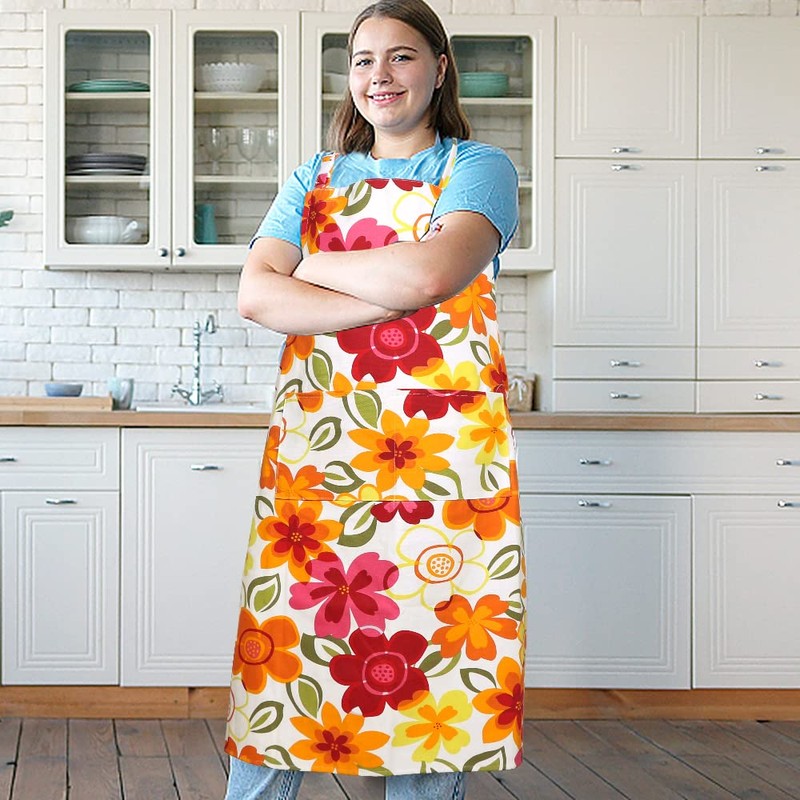 SANFERGE Ladies Plus Size Canvas Apron with 2 Pockets 39