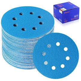 SpeTool Sandpaper 125 mm Velcro Pack of 60 Sanding Discs Sandpaper 80 Grit for Random Orbital Sanders 8 Holes Ceramic Sandpaper Round for Wood Epoxy Resin Metal Surface Automotive Sheets