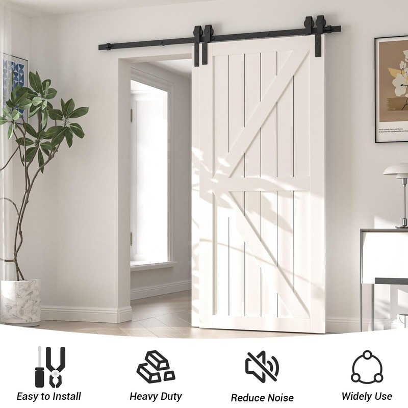 AONAYIOA 7.5FT Bypass Sliding Barn Door Hardware Kit, Combination Track