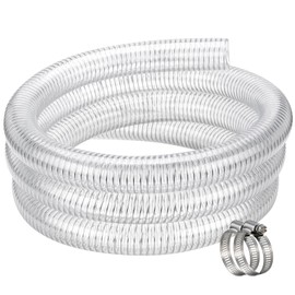 ZY-hosetube Flexible Hose 1 1/2" id - 10ft Clear PVC Spiral Steel Wire Reinforced Vinyl Tubing 1.5 inch Plastic Vacuum Pipe Flex Suction Hose for Dust Collection Boat Marine Pump, Drain Water Fuel Gas