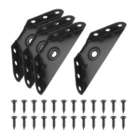 PATIKIL Gusset Joints, 4Pcs 68mm x 68mm Carbon Steel Corner Braces Bracket Angle Joining Support with Screw for Wood Shelf Bed Desk Edge, Black