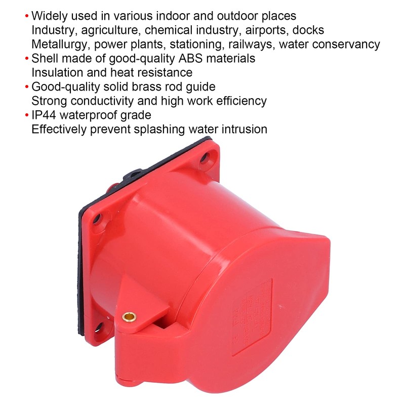 3‑Phase Industrial Power Socket, 32A 5‑Pin Concealed Installation Connector