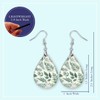 Sage Green Leaf Teardrop Earrings Botanical Print Handmade by The