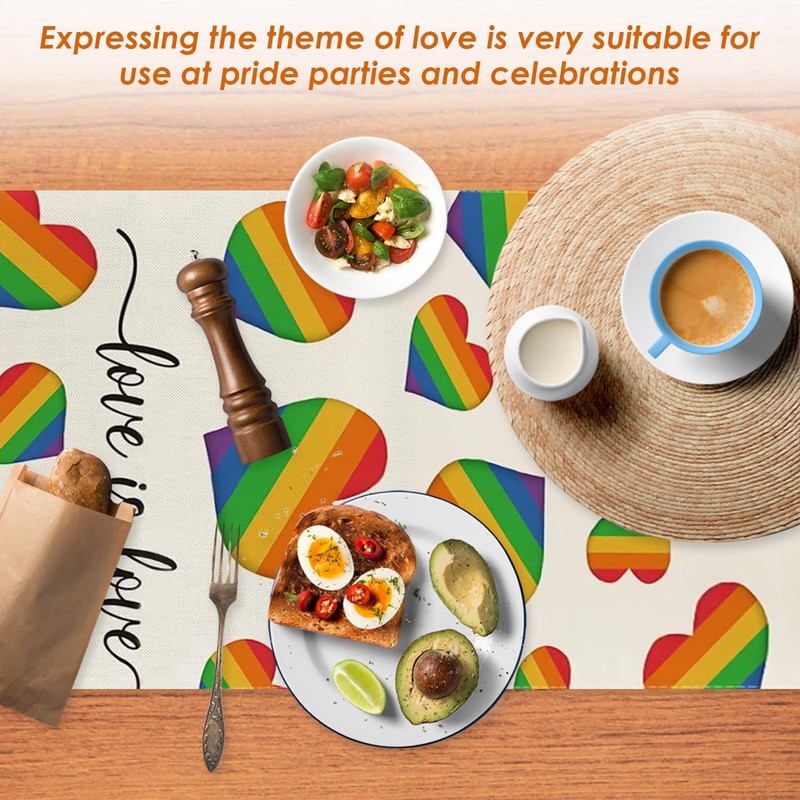 1 Heart Rainbow Tablecloth, 10 Rainbow Face Stickers, Pride Party