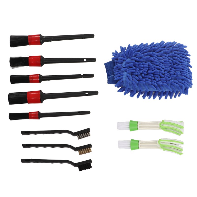 11PCS Car Cleaning Detailing Brush Set Interior Exterior Plastic for