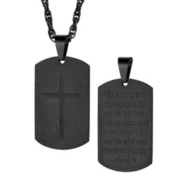 Bestyle Crucifix Chain Dog Tag Necklace Men's Military Police Chain Stainless Steel for Women Boys 55 + 5 cm Length, stainless steel