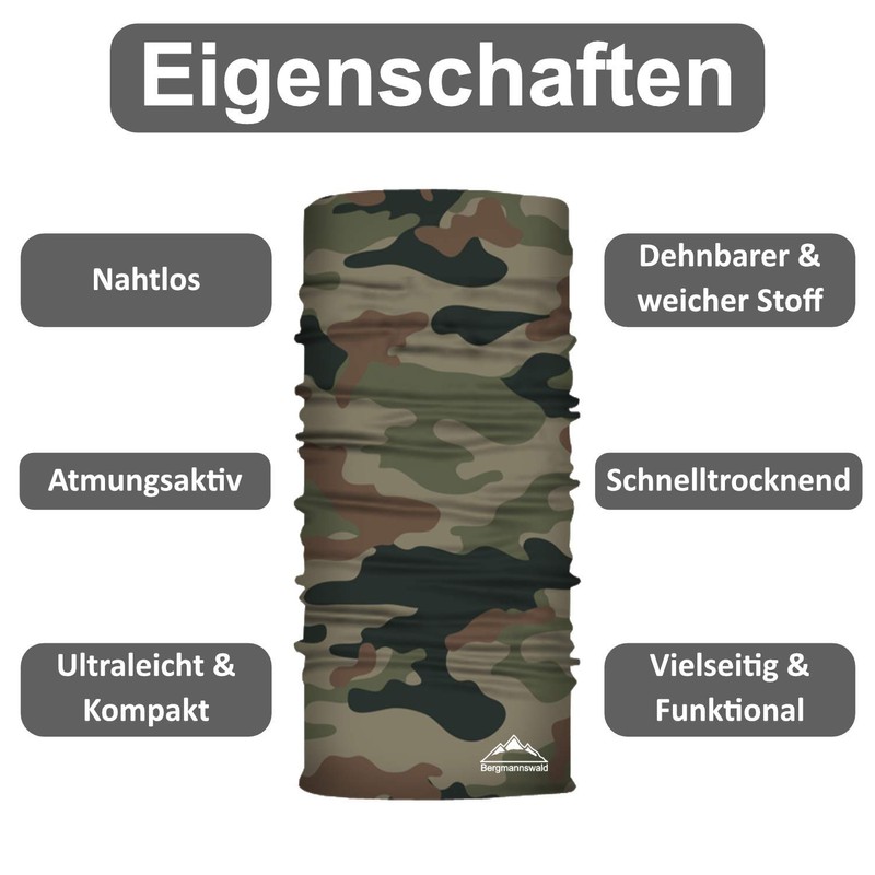 Bergmannswald® Multifunctional Scarf Seamless (Pack of 1, Designer)