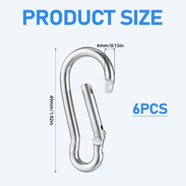 6PCS Flag Clips Flag Pole Ring Replacement Stainless Steel Spring Snap Hooks Heavy Duty Clips for Grommeted Flag Flagpole Hardware Accessories for Keys Swing Set Camping Fishing Hiking Traveling