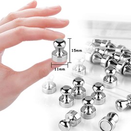 Super Strong Magnetic Push Pins, Magnetic Hook, Magnetic Pins, Set of 16, Perfect for Refrigerator, Map, Whiteboard, Office