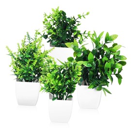 Kit de Decoración de 4 Piezas de Plantas Artificiales en Macetas con Musgo Falso Vegetación Realista Decoración del Hogar para                        