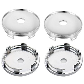 Center Cap, Wheel Center Cap, Center Hub Cap Cover, Set of 4, Plated, Silver, 2.4 inches (60 mm)